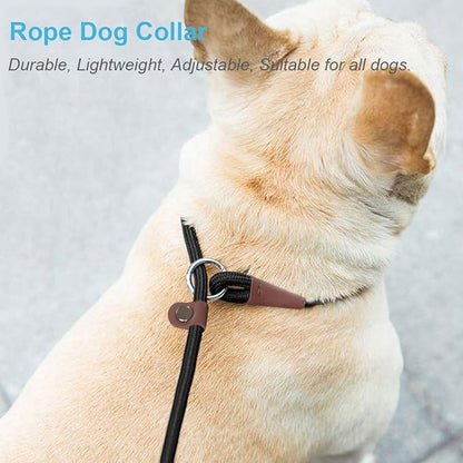 MayPaw Slip Collar Nylon Rope Choke Collar for Dog Training- No Pull Round Martingale Dog Collars for Medium Large Dogs (24" x 1/2", Green)