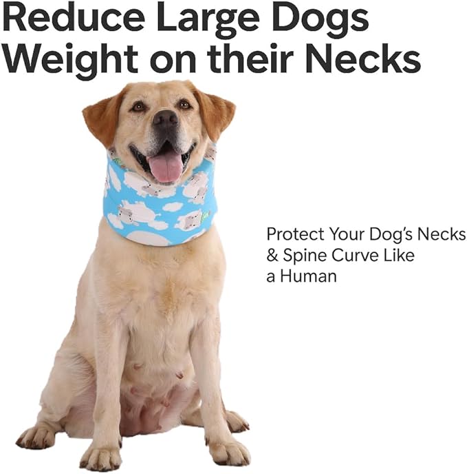 LovinPet Dog Recovery Collar, Adjustable Soft Cone for Medium & Large Dogs, Post-Surgery Comfort & Lick Prevention, Hippos Zoo Print, Blue