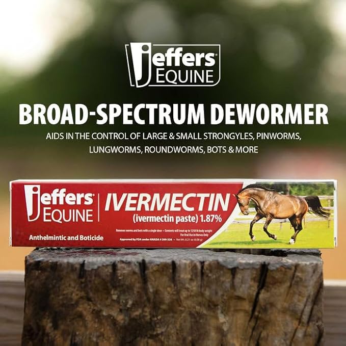 Jeffers Ivermectin Gel Dewormer for Horses - Apple Flavored, 1.87% Broad Spectrum Dewormer Paste - Effective Parasite Control for Worms, Pinworms, Bots & More - Safe for Equine of All Ages- 1 Pack