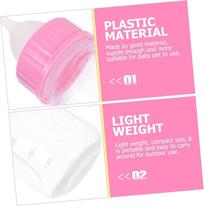 Levemolo 2pcs Cat Nursing Bottles Manual Feeder for Kittens and Puppies Milk Bottle Scale for Easy Feeding Yellow Pink