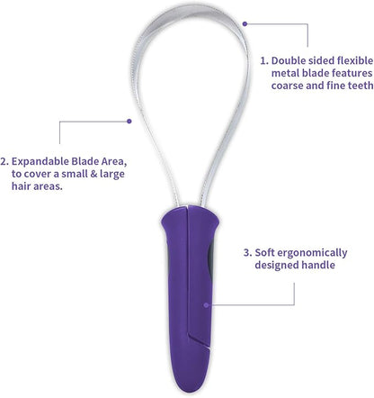 BOTH WINNERS Dual-Sided Shedding Blade with Stainless Steel Blade De-Shedding Tool for All Dog Coat Types- Soft Touch Grip (PURPLE)