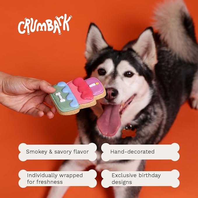 Dog Birthday Treats | Hand-Decorated Treats – 8 Pack in Gift Box | Extra Large Treat 62g Cookie, Vegan Dog Birthday Cake