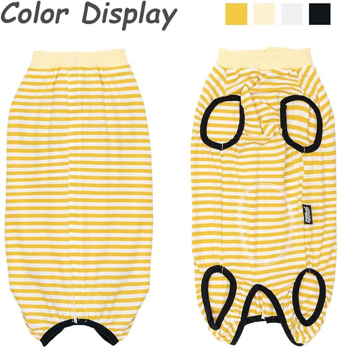 Dog Recovery Suit After Surgery,Spay Neuter Clothes for Female Dogs,Small Medium Dog Shirt,E-Collar Cone Alternative,Prevent Licking Wound Dog Onesie,Pet Surgical Suit(Yellow White -XXL)