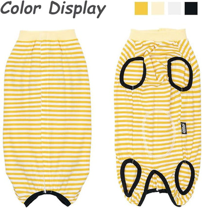 Dog Recovery Suit After Surgery,Spay Neuter Clothes for Female Dogs,Small Medium Dog Shirt,E-Collar Cone Alternative,Prevent Licking Wound Dog Onesie,Pet Surgical Suit(Yellow White -XXL)