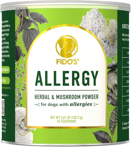 Fido's Herbal Allergy And Itch Relief For Dogs - No Fillers & Binders - 3.61oz Sensitive Stomach Dog Immune and Allergy Supplement - Best Itchy Skin Relief For Dogs from Pollen, Grass & Food Allergies
