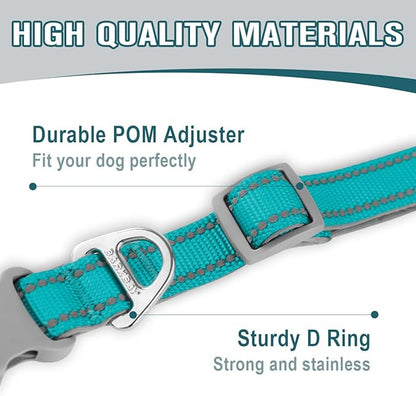Dog Collar for Medium Small Large Dogs Reflective with Leash,Collar and Leash for Dogs,Soft Neoprene Padded 2 Pack(Blue,XS)