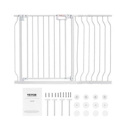 VEVOR 29.5-46" Extra Wide Baby Gate for Stairs, Auto Close Dog Gate for The House, Easy Install Pressure Mounted Pet Gates for Doorways, Easy Walk Thru Wide Safety Gate for Dog, White