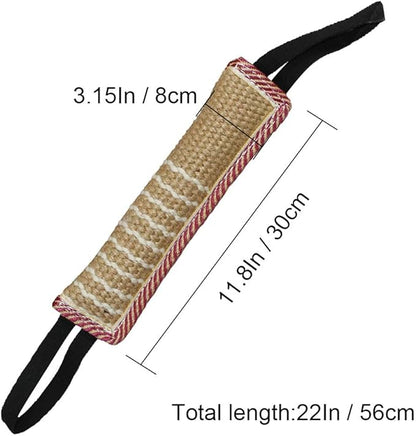 DGSL Dog Tug Toy, Tug of War Dog Toy Jute Bite Pillow with 2 Handles for Puppy Training Interactive Play, Fetch, K9 Suitable for Small Medium Large Dogs (red)