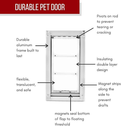 Endura Flap Giant Dog Door for Doors | Designed for Big & Tall Dog Breeds | Insulated Flap for Energy Efficiency | Weather-Resistant & Secure Aluminum Frame | White, Extra Large, Double Flap