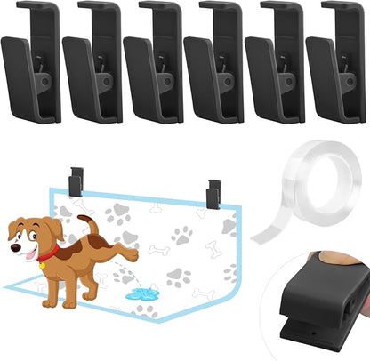 6 Pcs Dog Pee Pad Holder, Potty Training Dog Pee Pad Holder for Leg-Lifting Marking Dogs Indoor Training Pad Holder for Small & Large Size Wee Wee Pad with Nano Gel Strip, Black