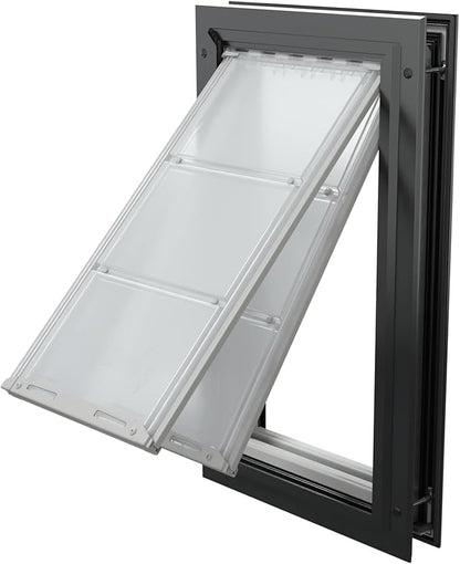 Endura Flap Double Flap Pet Door for Door Installations | Stylish for Interior & Exterior Doors | Durable Aluminum Frame & Weatherproof Dual-Layer Flap | Black, Large, Double Flap