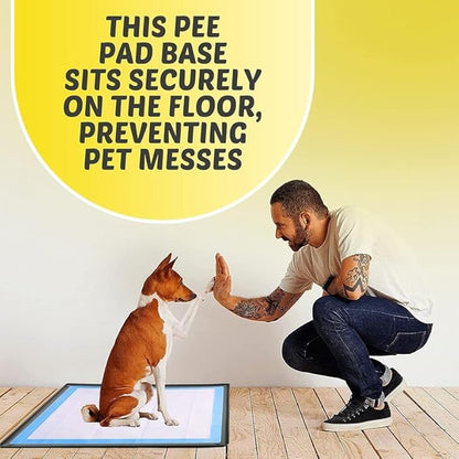 TidyFriend Puppy Pad Holder Tray Fits for 28” x 34” Pee Pads with Corner Lock Holes, Raised Edges, Non-Spill, Easy to Clean Silicone Puppy Potty Tray Holder, for Indoor Floor Protection (Grey)