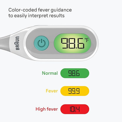 Braun Digital Thermometer, Clinically Accurate, Color Coded Fever Guidance for Baby, Toddlers, Kids & Adults, Oral, Rectal or Underarm use, No 1 Brand Recommended by Pediatricians