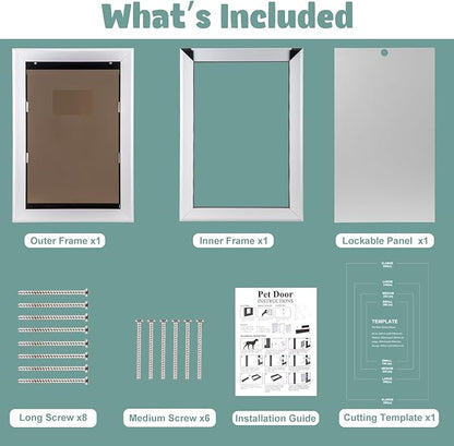 Dog Door Aluminum Pet Door with Extra-Large Flap, Doggie Door Designed with Automatic Closing Magnetic Flap, Telescoping Tunnel & Lockable Sliding Panel for Extreme Weather, (XL)