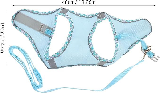 COLLBATH Adjustable Reflective Dog Harness Vest and Leash Set, Portable Lightweight Puppy Harness for Large Dogs, Soft Breathable Blue L Size, Outdoor Walking and Training Equipment