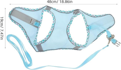 COLLBATH Adjustable Reflective Dog Harness Vest and Leash Set, Portable Lightweight Puppy Harness for Large Dogs, Soft Breathable Blue L Size, Outdoor Walking and Training Equipment