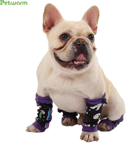 PetWarm Dog Recovery Sleeve 4pcs Set, Dog Leg Sleeve, Ideal for Comfort and Support During Pet Recovery, Suitable for Active or Support Recoverying Pet Use, Purple, L