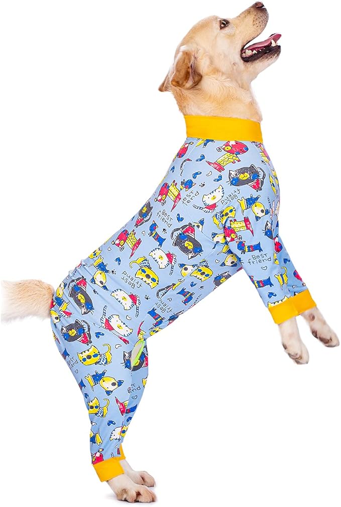 Blue Cartoon Dog Recovery Suit for Dogs After Surgery Anti Shedding Suit,Large Dog Bodysuit After Surgery Wear,for Female Male Abdominal Wounds Spay or Skin Diseases