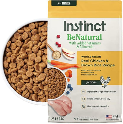 Instinct BeNatural, Natural Dry Dog Food, Raw Coated Kibble, Whole Grain - Real Chicken & Brown Rice, 25 lb. Bag