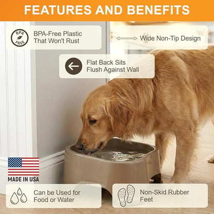 Neater Pet Brands Extra Large Water Bowl for Dogs, Outdoor Dog Water Bowl (2.25 Gallon XL Capacity), Big Trough Style Food Dish for Indoors or Outside, No Spill Large Dog Bowls, Champagne