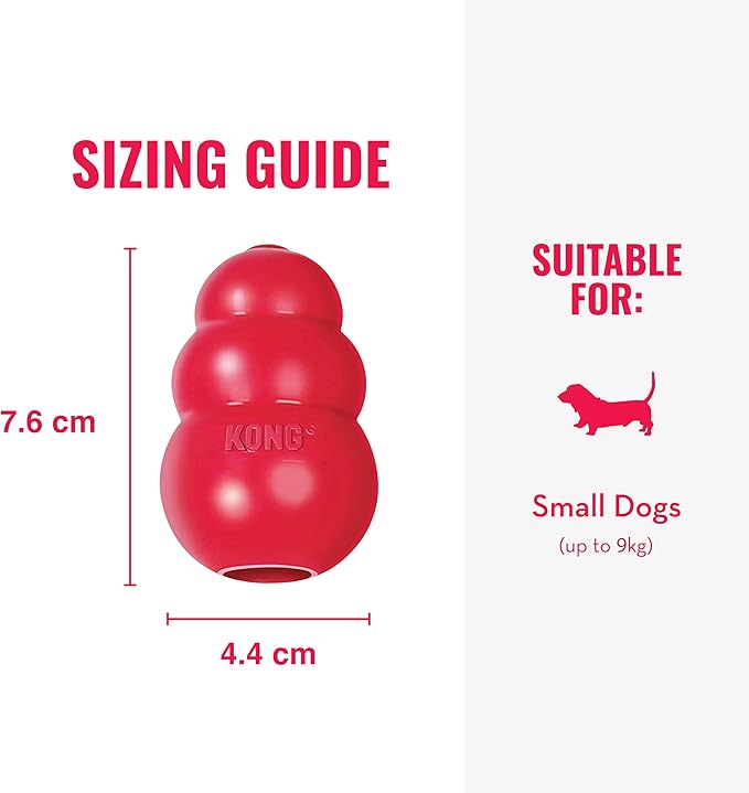 KONG Classic Stuffable Dog Toy - Fetch & Chew Toy for Dogs - Treat-Filling Capabilities & Erratic Bounce for Extended Play Time - Durable Natural Rubber Material - for Small Dogs (Pack of 2)