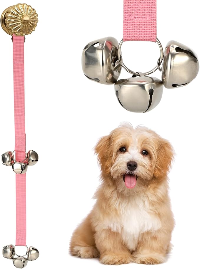 Luckyiren Dog Door Bell for Potty Training, Adjustable Length and Height, Pink