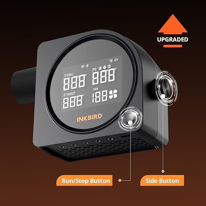 5G Wi-Fi & Bluetooth BBQ Temperature Controller, INKBIRD Automatic Smoker Fan with LCD Screen for Ceramic Grill | Mobile Notification Timer Alarm Calibration for BGE, Kamado, Akorn, Weber, 5 Probes