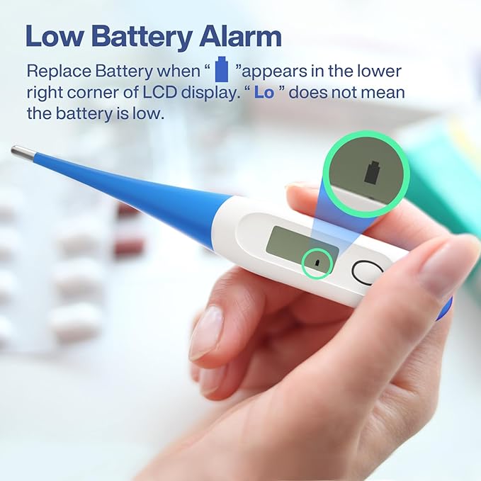 Bundle of Light Blue Oral Thermometers & Thermometer Covers Disposable - 100 pcs
