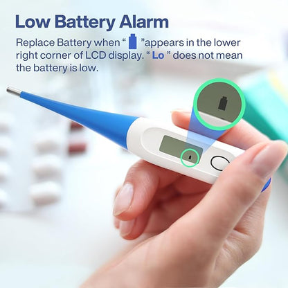 Bundle of Light Blue Oral Thermometers & Thermometer Covers Disposable - 100 pcs