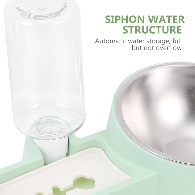 Multifunctional Dog Food Dispenser and Water Container Stainless Steel Automatic Pet Feeder Green for Home Use