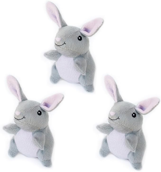 ZippyPaws Burrow Replacement Miniz - Interactive Dog & Puppy Toys for Boredom, Stimulating Pet Products to Keep Them Busy, Plush Refills for Hide & Seek Puzzle, Squeaky Toy for Enrichment - Bunnies