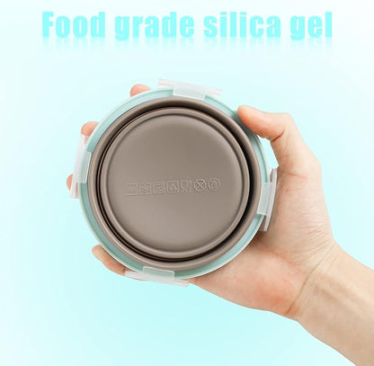 Luter 2 Pieces Collapsible Dog Bowls Silicone Food Water Travel Bowl with Lids Portable Expandable Pet Feeding Watering Cup Dish for Walking Kennels Camping 350ml (12x12x3cm) (Gray & Blue)…