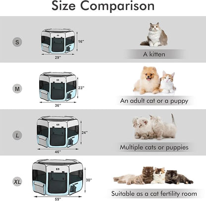 X-ZONE PET Portable Foldable Pet Dog Cat Playpen Crates Kennel/Premium 600D Oxford Cloth,Removable Zipper Top, Indoor and Outdoor Use (XL, Blue)