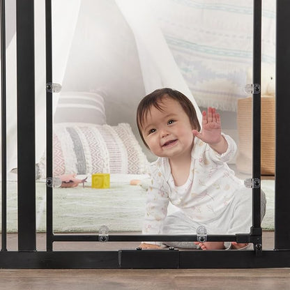 Regalo Safety 29.5–37” Clear Walk Through Baby Gate for Doorways & Bottom of Stairs, Pressure Mounted Baby Gate with Door for Toddlers & Pets, Tested & Trusted, American Designed, Family Owned