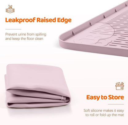 Pee Pads for Dogs, 34" x 22" Extra Large Reusable Silicone Mat, Washable Puppy Training Pads for Potty Training, Non-Slip, Leak-Proof, Indoor Floor Protection (Pink)