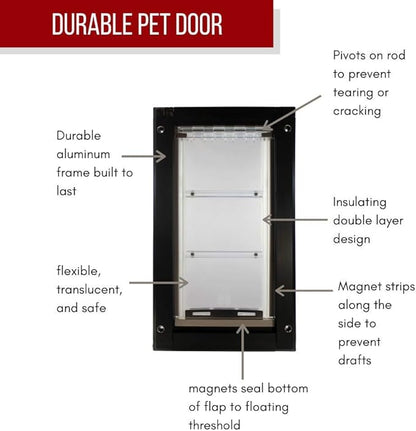 Endura Flap Giant Dog Door for Doors | Designed for Big & Tall Dog Breeds | Insulated Flap for Energy Efficiency | Weather-Resistant & Secure Aluminum Frame | Black, Extra Large, Double Flap