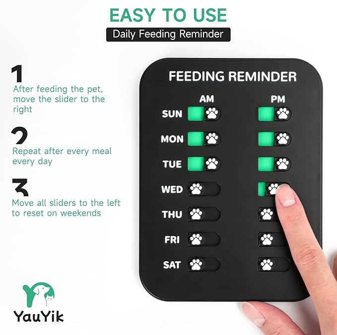 YAUYIK Dog Feeding Reminder, Magnetic Reminder Sticker, AM/PM Daily Indication Chart Feed Your Pets, Fridge Magnets and Double Sided Tape, Helps You to Track Pet Feeding & Medication (B)