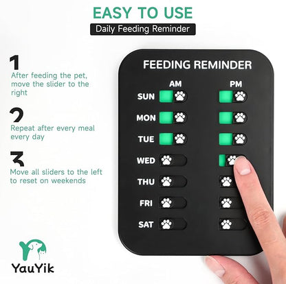 YAUYIK Dog Feeding Reminder, Magnetic Reminder Sticker, AM/PM Daily Indication Chart Feed Your Pets, Fridge Magnets and Double Sided Tape, Helps You to Track Pet Feeding & Medication (B)