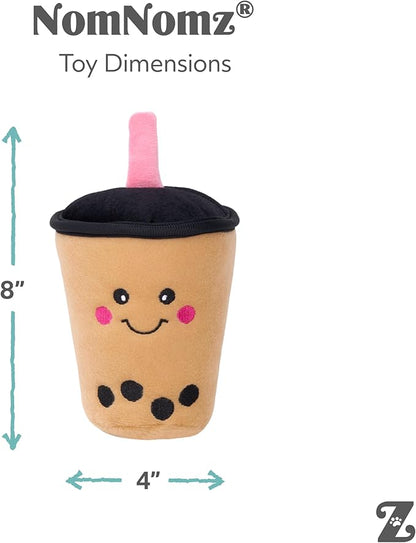 ZippyPaws NomNomz - Dog Squeaky Toys to Keep Them Busy, Funny Food Plush for Small & Medium Dogs, Cute Stuffed Puppy Toy, Pet Products, Gift for Dogs of All Breeds, Soft and Cuddly - Boba Milk Tea