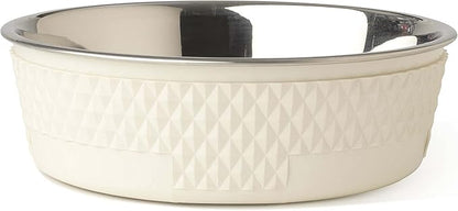 PetRageous 16011 Kona Stainless Steel Non-Slip Dishwasher-Safe Dog Bowl 6.5-Cup 8.5-Inch Diameter 2.75-Inch Tall for Large and Extra Large Dogs and Cats, White