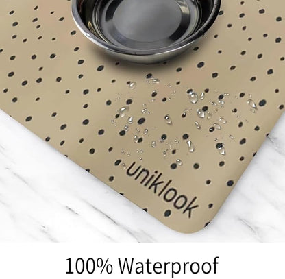 Large Pet Placemat, Dog Cat Mat Dog Feeding mat Pet Safe 28" X 16.5" Waterproof Easy to Clean Mat for Food & Water Bowls Waterproof Boho Uniklook (Cheetah)