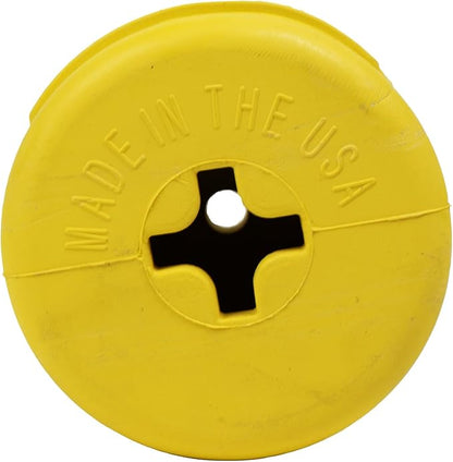 BULLYMAKE Yellow Toss N' Treat Cheeseburger Toy for Dogs, Durable Rubber Dog Toys for Aggressive Chewers, Dental Stimulating, Treat Dispensing, Boredom Busting, Pet Supplies, Made in USA