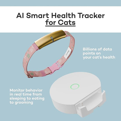 Health Tracker for Cats - Smart Cat Collar with Safety Breakaway Buckle for Indoor Cats, Wellness Alerts, Real-time Monitoring (Sakura, XL)