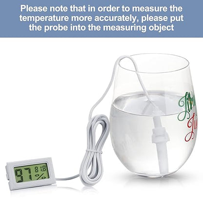 Weewooday Mini Digital Temperature Humidity Meters Gauge with Probe Gauge LCD Fahrenheit Display Thermometer Hygrometer for Incubator Reptile Plant Greenhouse Chicken Coop Garden(White, 3 Pieces)