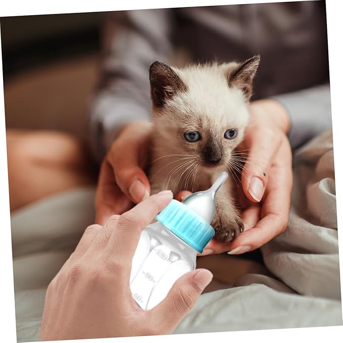 2PCS Kitten Nursing Bottles Silicone Nipples PET Feeder for Kittens and Puppies Milk Container for Newborns Easy to Use