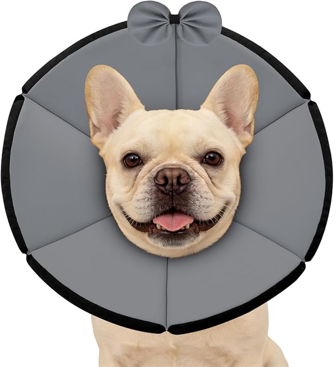 MAXFUT Soft Dog Cone Collar,Foam Cone for Dogs to Stop Licking After Surgery,Non Inflatable Dog Donut Cone (Grey, S)