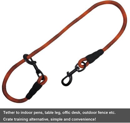 BTINESFUL 3FT Dog Tie Down, Nylon Rope Short Dog Tether Indoor House Leash Training Safety Vehicle Tether for Large Medium Strong Puppy (2/5" *3ft, Orange)