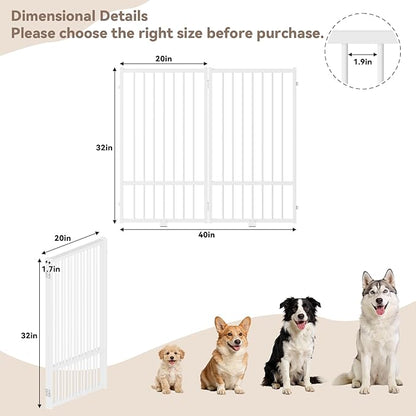 SNUOWU Full Metal Freestanding Dog Gate with Door, 36''Height Foldable Pet Dog Fence for Indoor & Outdoor, 2 Panels Extra Wide Free Standing TallDog Gates for Doorways,House,Stairs,Porch,Deck,Yard