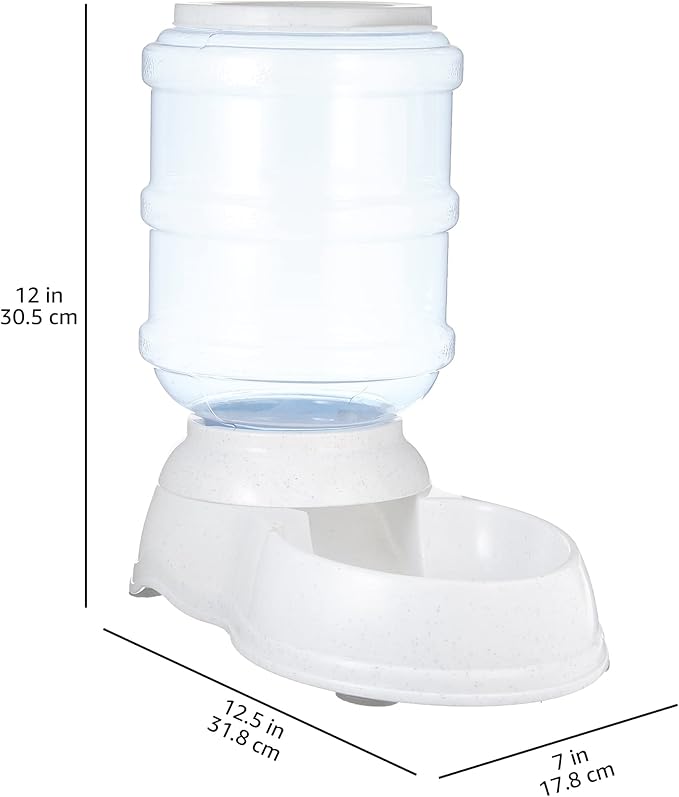 Amazon Basics Gravity Pet Food Feeder for Dogs and Cats, Easy to Clean, Easy to Fill, Removable Lid, 6-Pound Capacity, Small, Gray