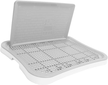 Puppy Potty Training Tray,Portable Puppy Mesh Training Potty Dog Training Toilet with Wall Column Removable Pee Pad Tray for Large Small Medium Pets (White)
